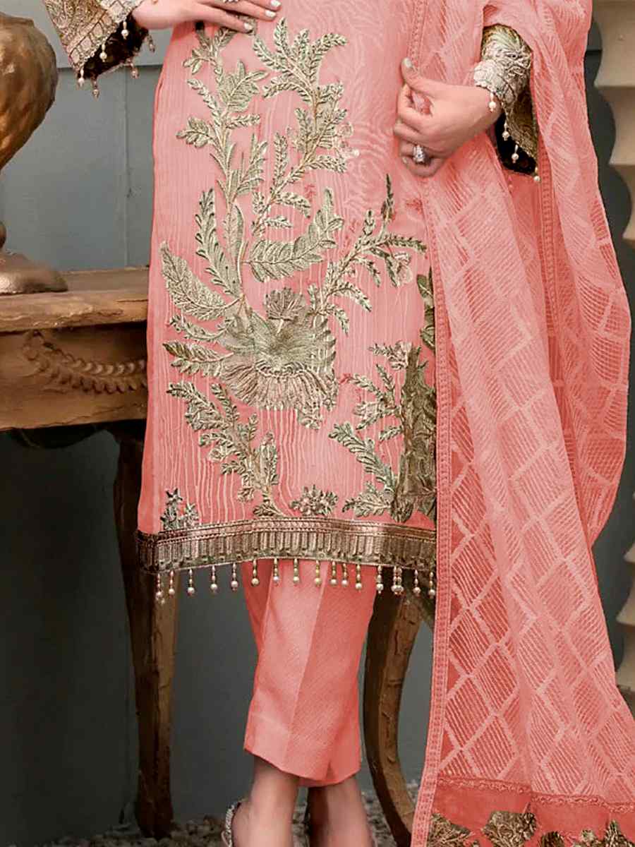 Gajri Georgette Embroidered Festival Party Pant Salwar Kameez