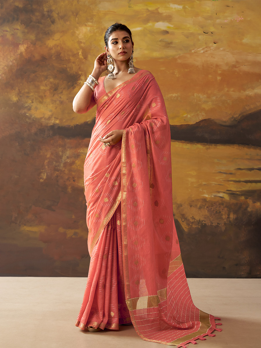 Gajri Modal Cotton Zari Weaving Wedding Reception Party Festival Casual Heavy Border Sarees