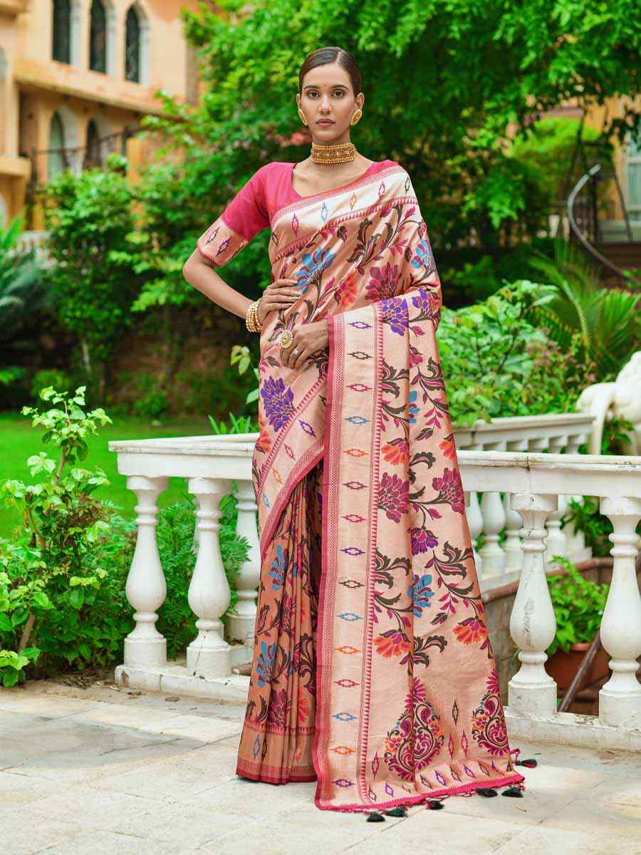 Gajri Paithani Silk Handwoven Wedding Festival Heavy Border Saree