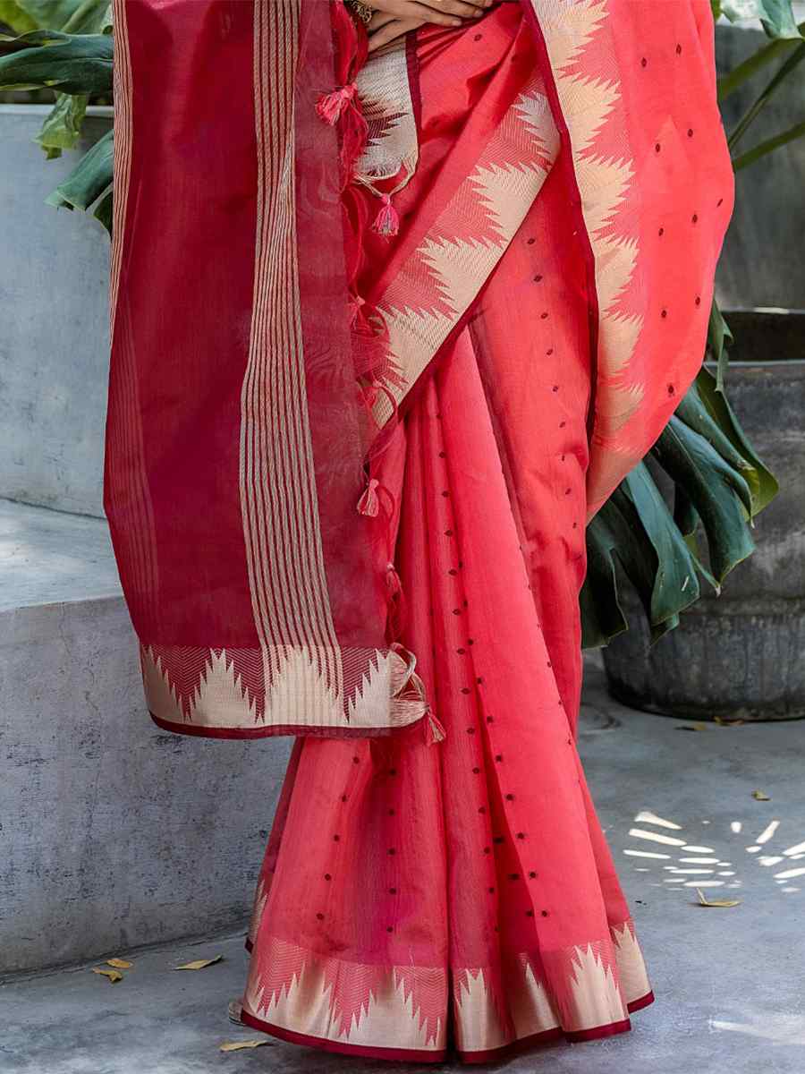 Gajri Raw Silk Handwoven Casual Festival Classic Style Saree