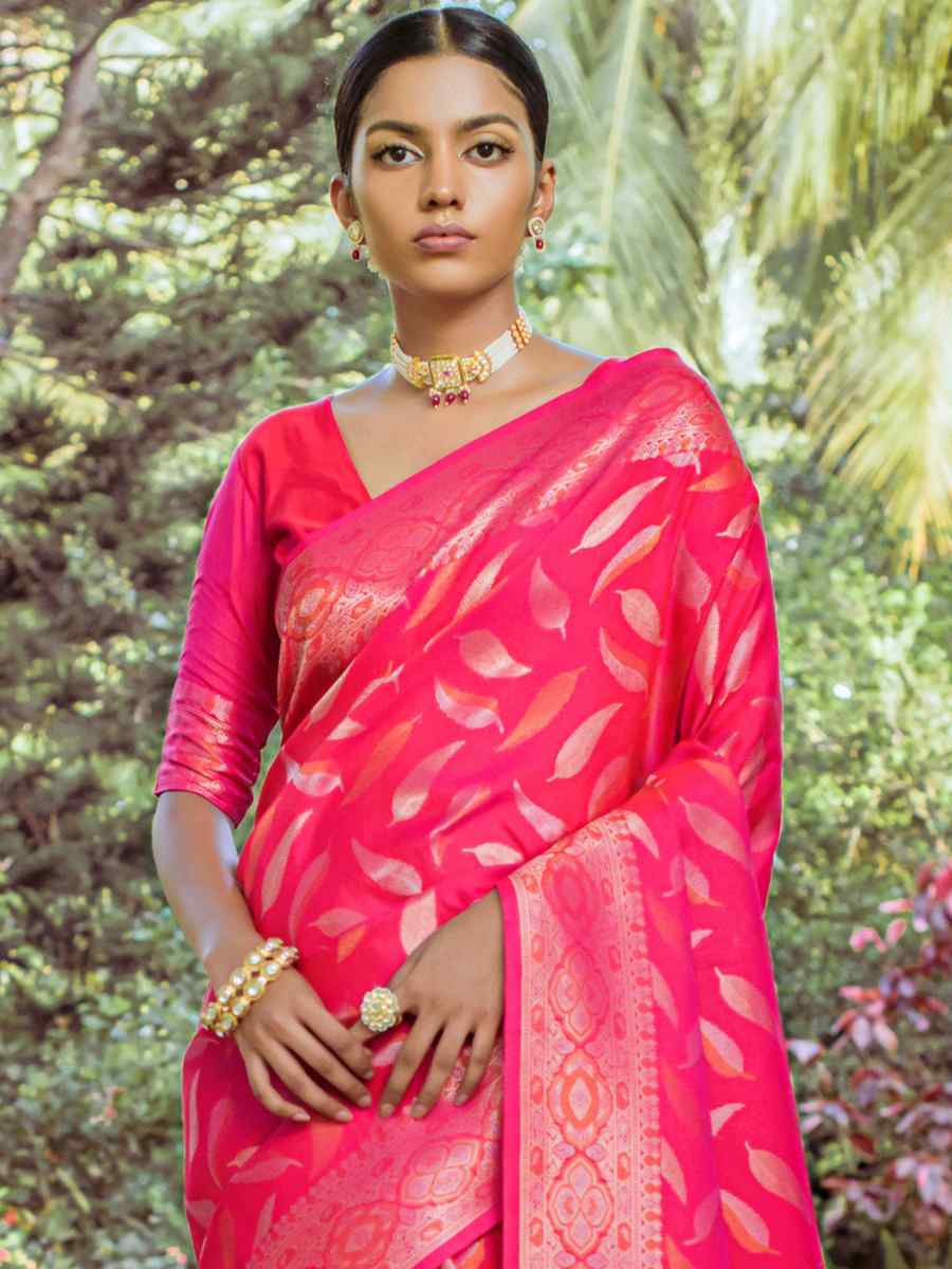 Gajri Red Silk Handwoven Wedding Festival Heavy Border Saree