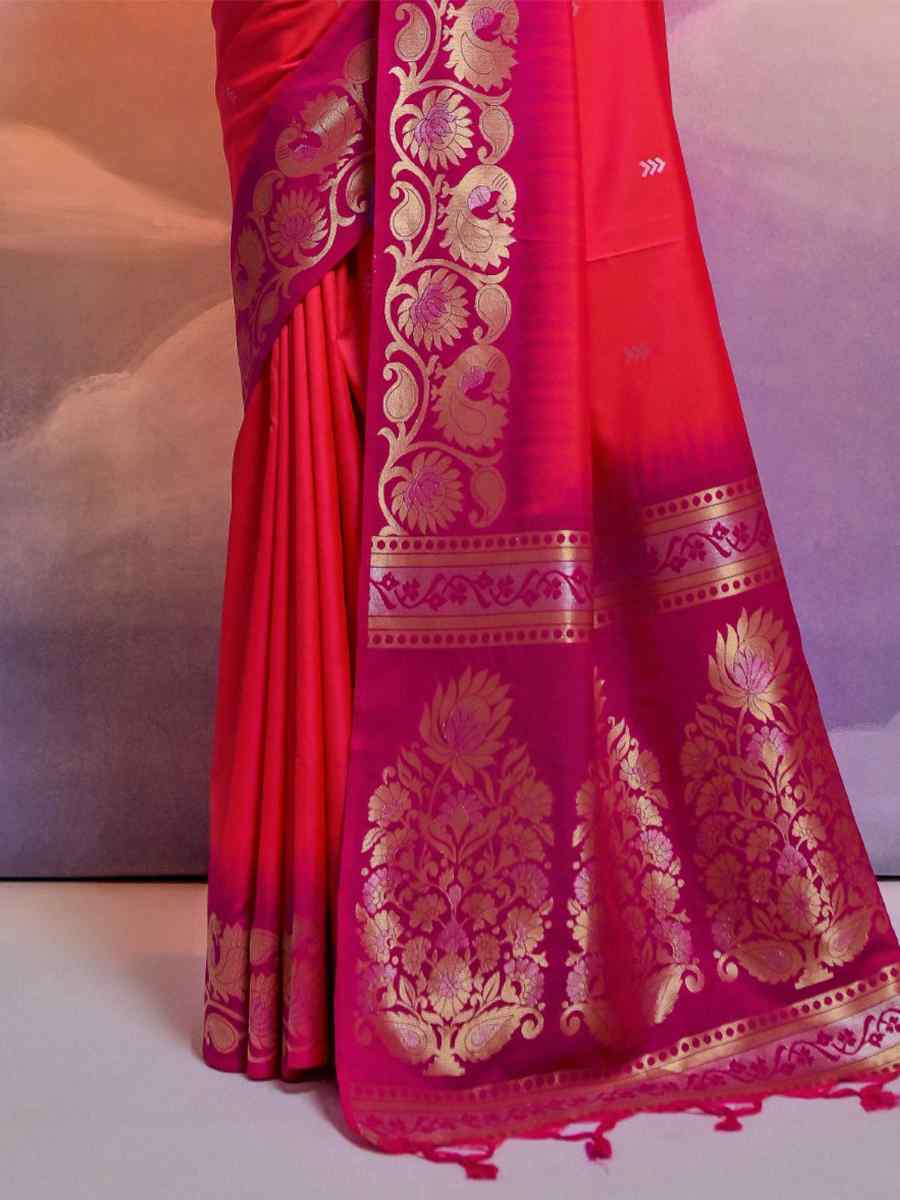 Gajri Soft Silk Handwoven Wedding Festival Heavy Border Saree