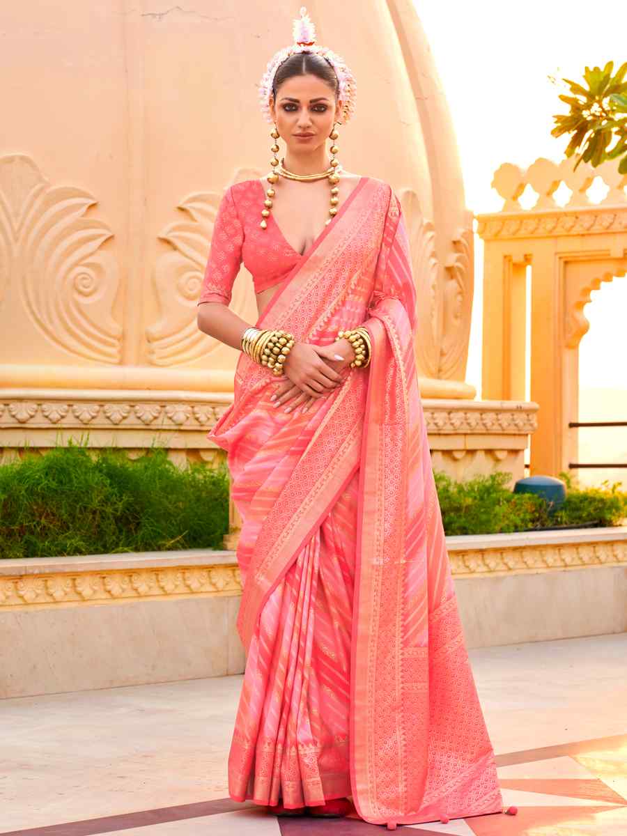 Gajri Super Silk Handwoven Festival Casual Heavy Border Saree