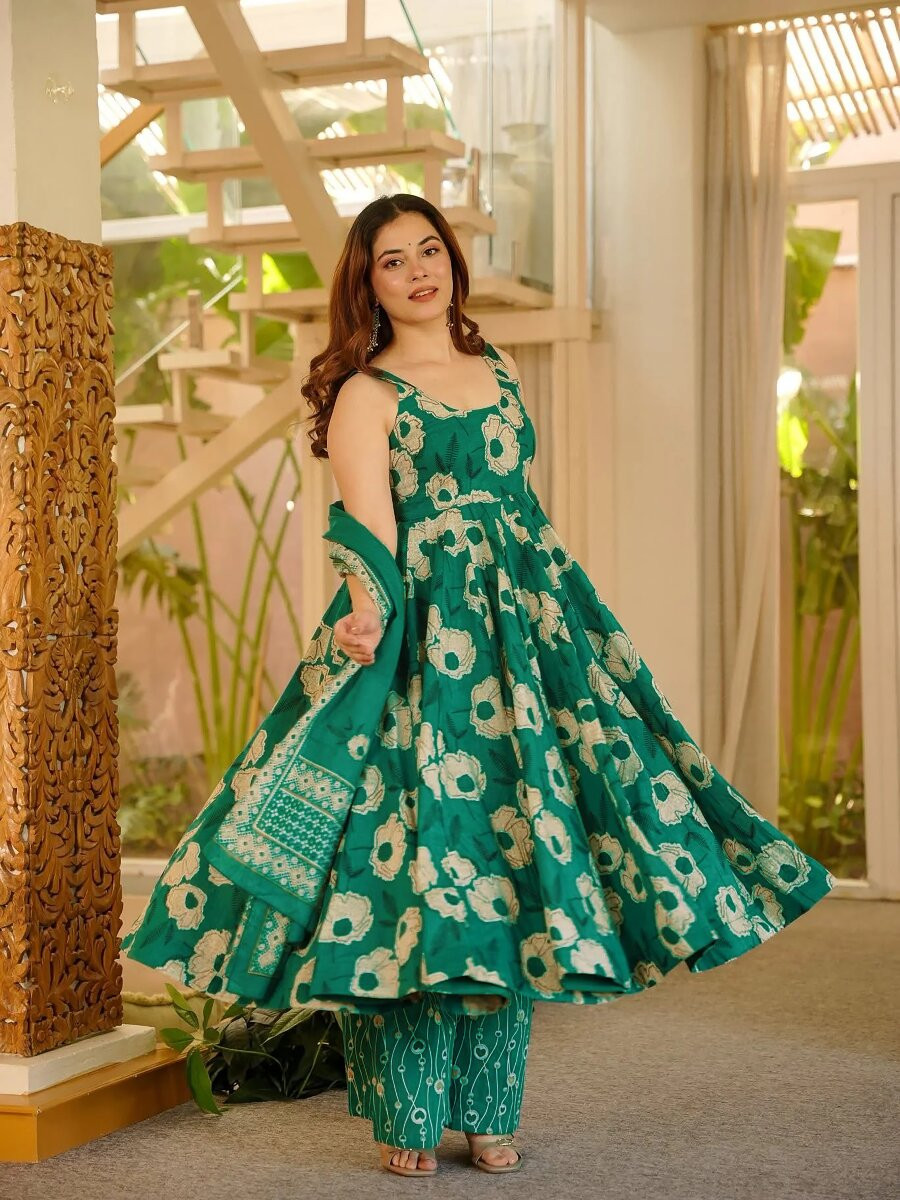 Geen Printed Wedding Party Festival Casual Ready Anarkali Palazzo Pant Salwar Kameez