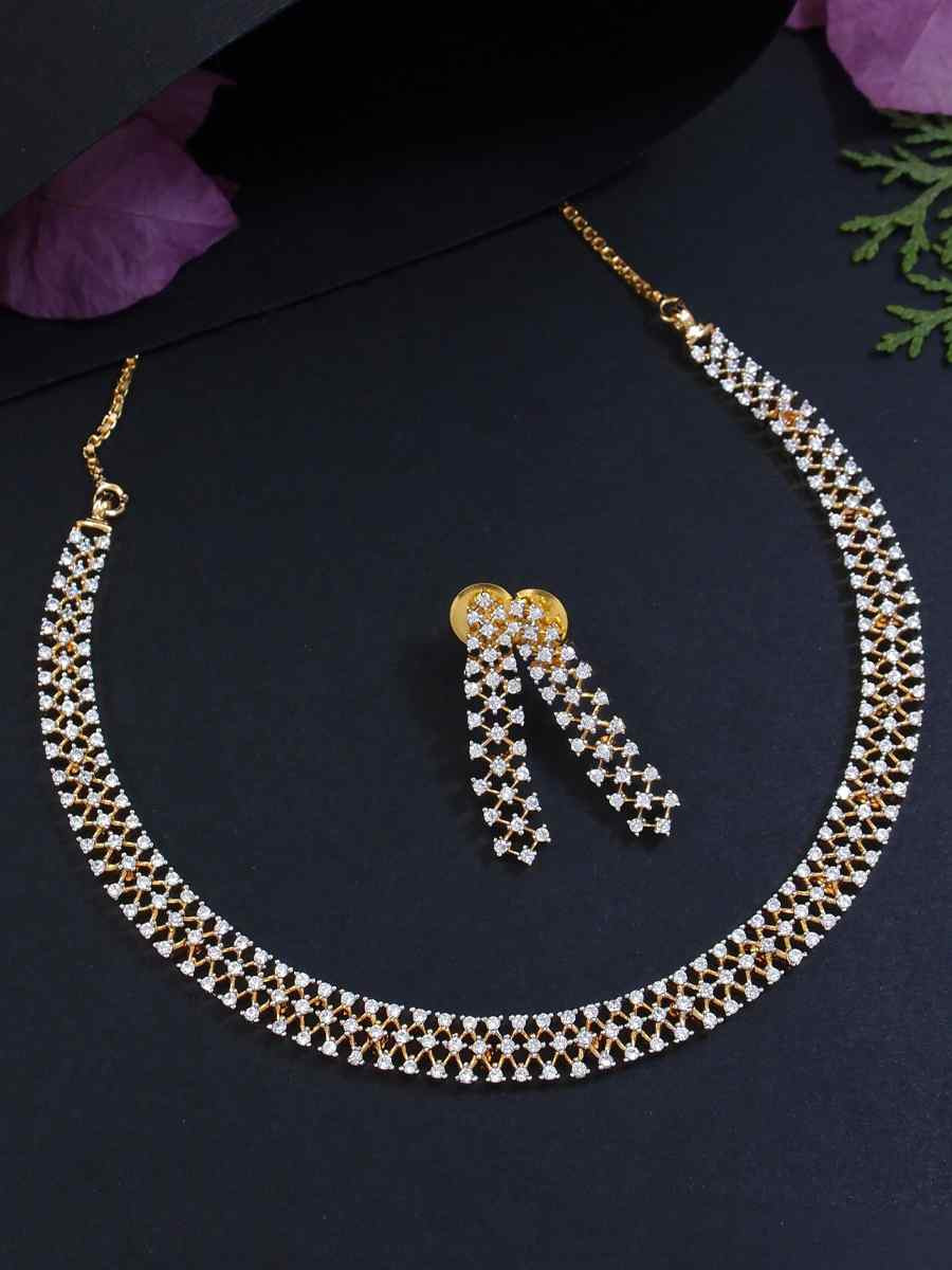 Gold Alloy Festival Wear Diamond Necklace