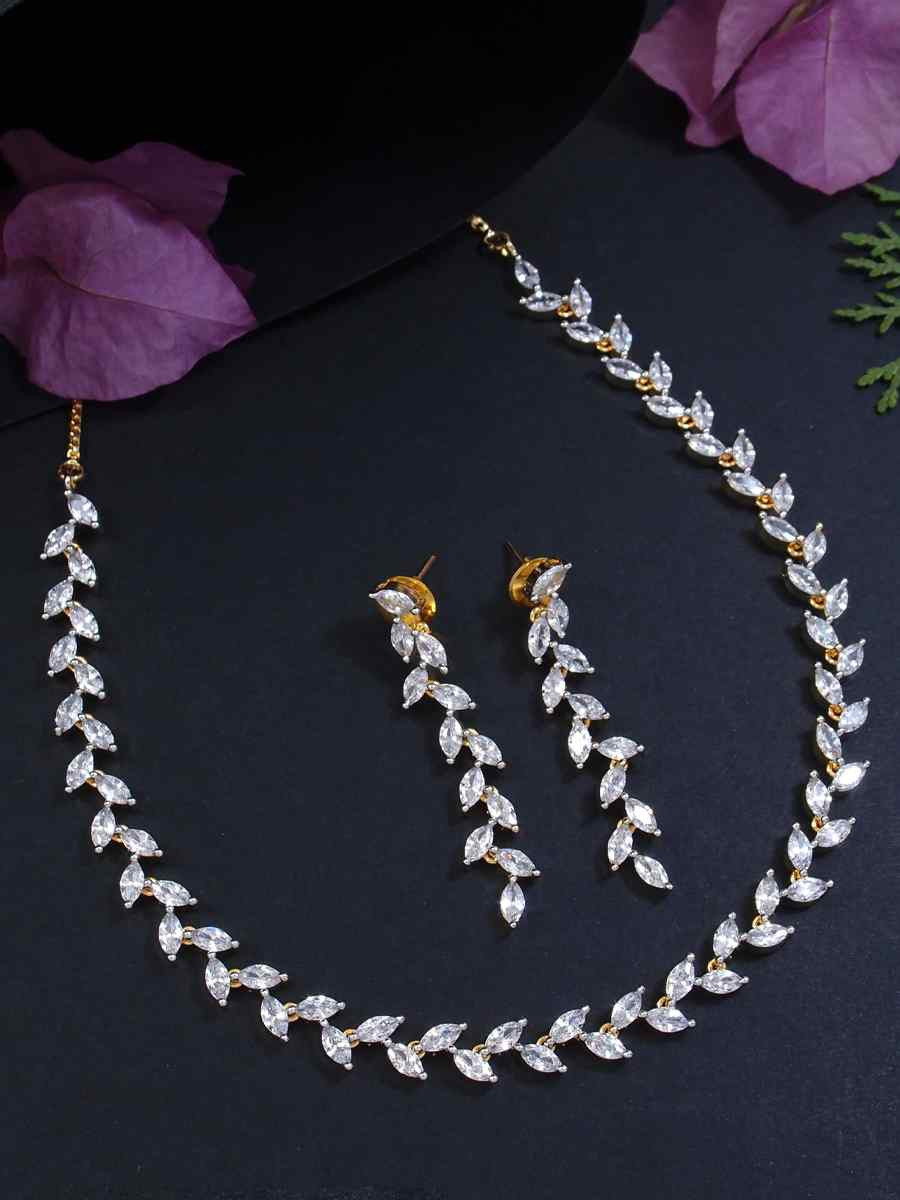 Gold Alloy Festival Wear Diamond Necklace