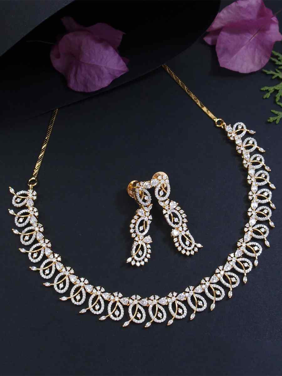 Gold Alloy Festival Wear Diamond Necklace
