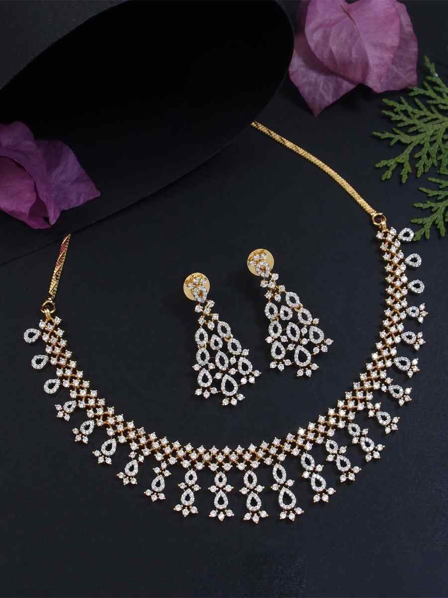 Gold Alloy Festival Wear Diamond Necklace