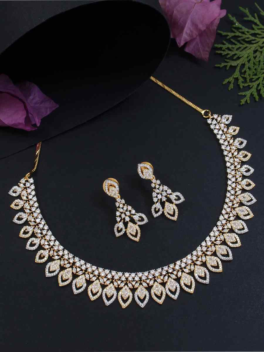 Gold Alloy Festival Wear Diamond Necklace