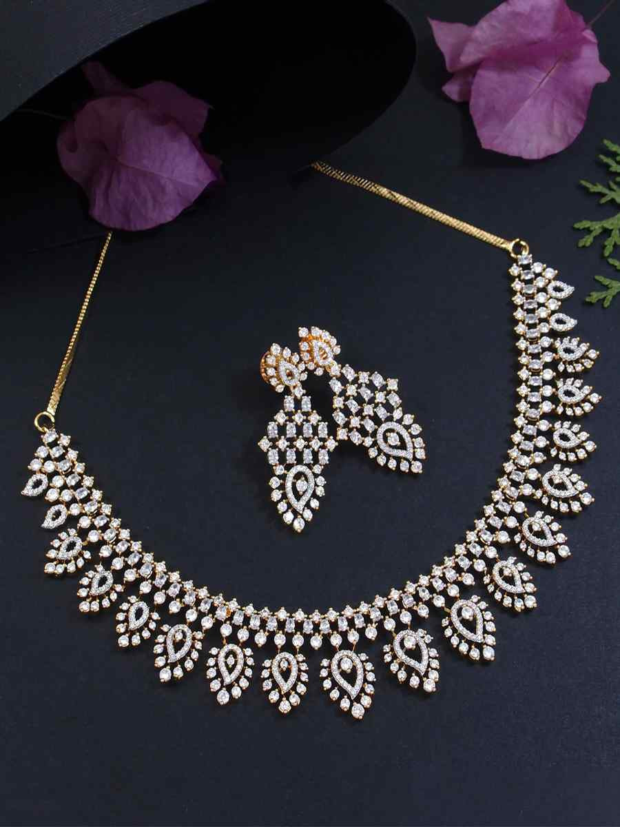 Gold Alloy Festival Wear Diamond Necklace