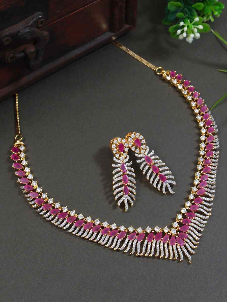 Gold Alloy Festival Wear Diamond Necklace