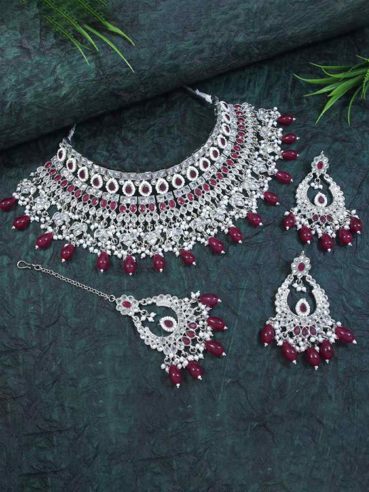 Gold Alloy Festival Wear Diamond Necklace