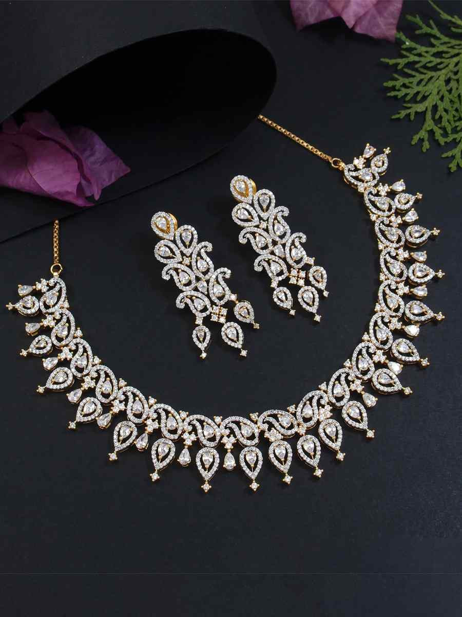 Gold Alloy Festival Wear Diamond Necklace