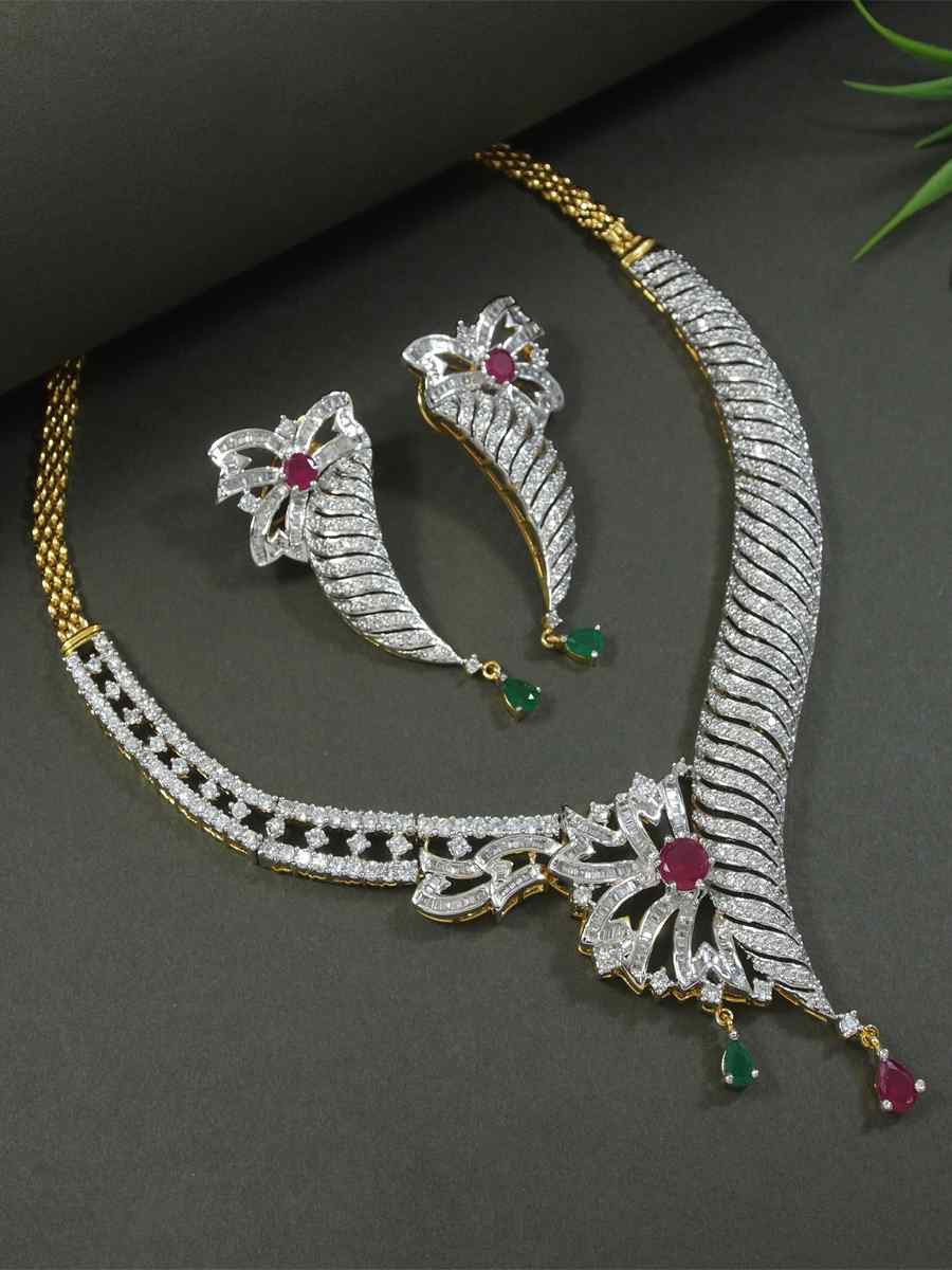 Gold Alloy Festival Wear Diamond Necklace
