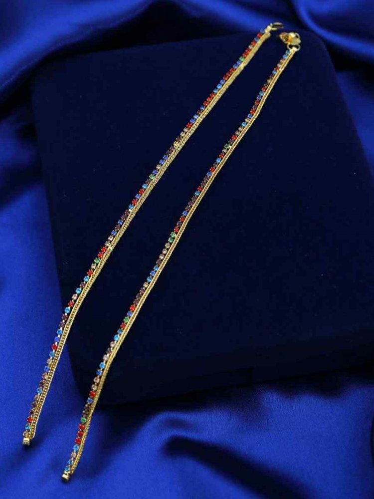 Gold Alloy Festival Wear Stone Anklets