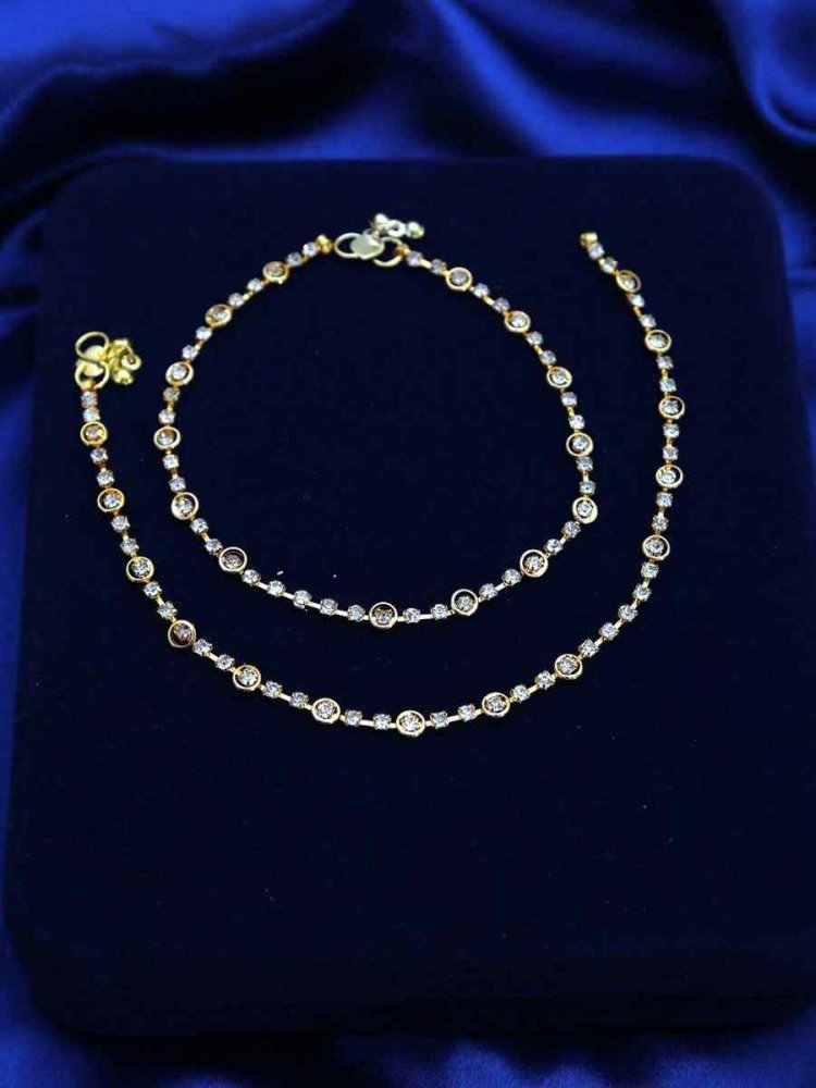 Gold Alloy Festival Wear Stone Anklets
