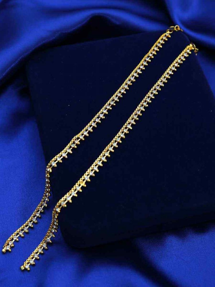 Gold Alloy Festival Wear Stone Anklets