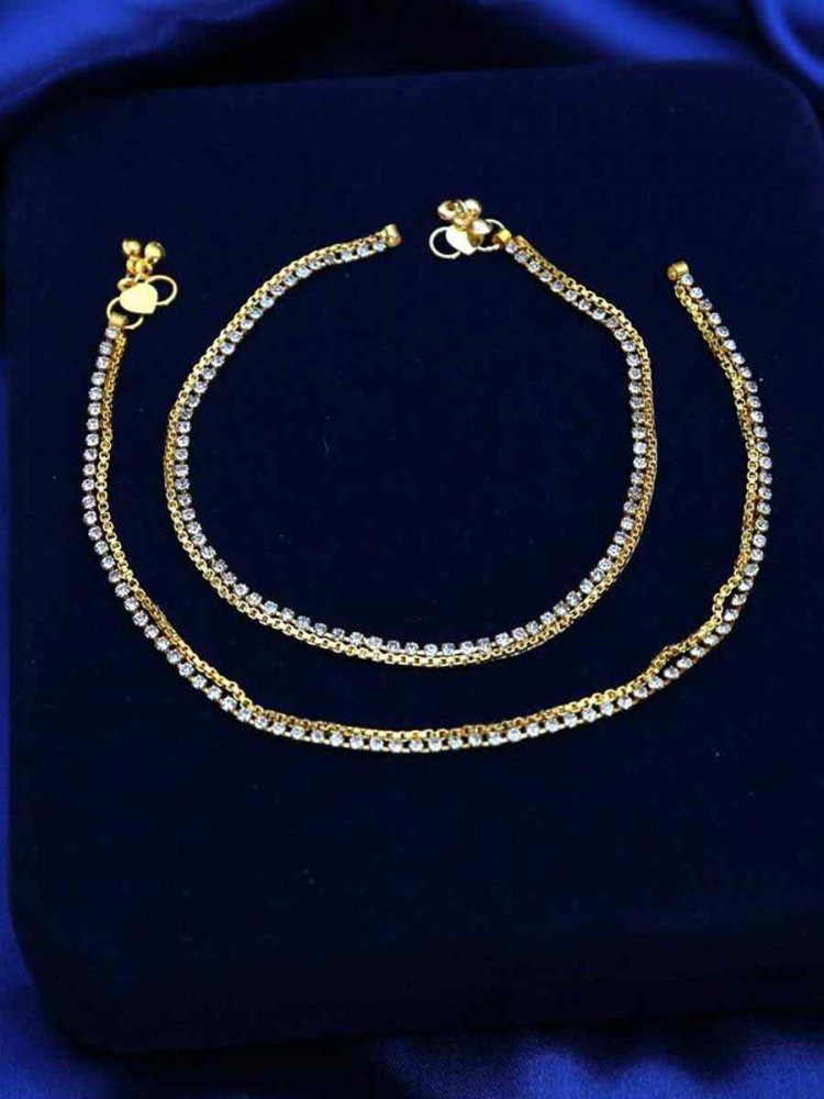 Gold Alloy Festival Wear Stone Anklets