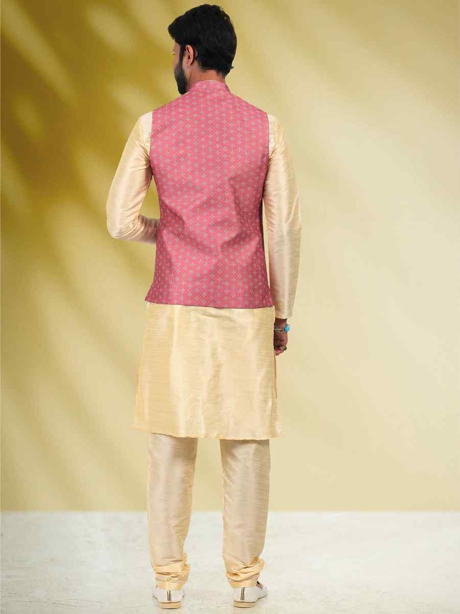 Gold Art Banarasi Silk Woven Festival Party Kurta