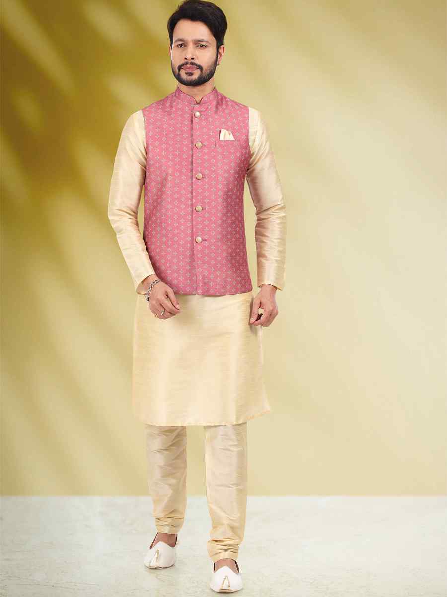 Gold Art Banarasi Silk Woven Festival Party Kurta