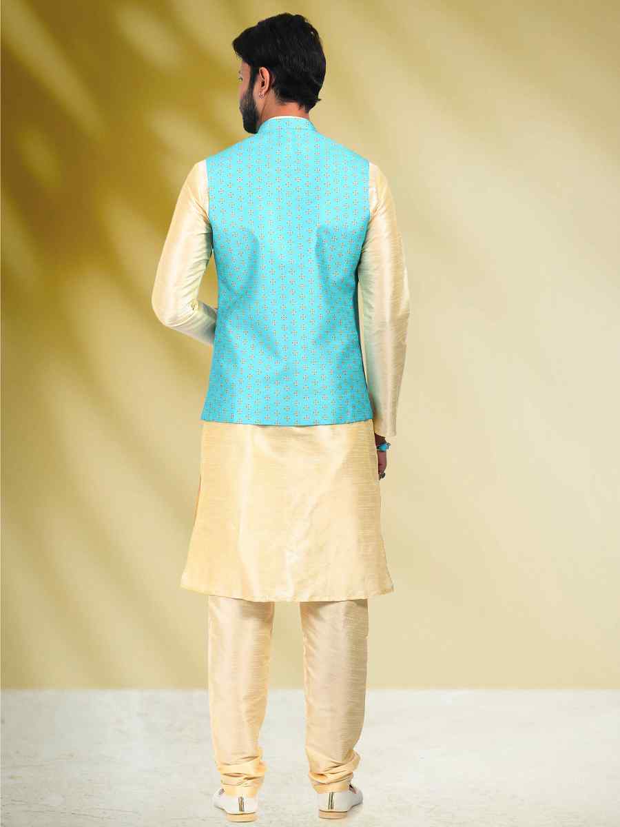 Gold Art Banarasi Silk Woven Festival Party Kurta