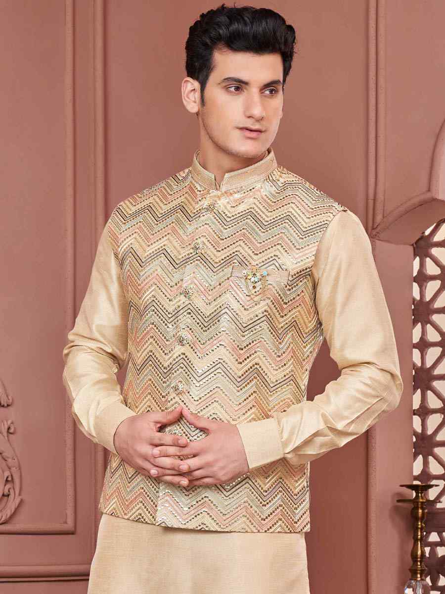 Gold Art Banarasi Silk Woven Festival Wedding Kurta