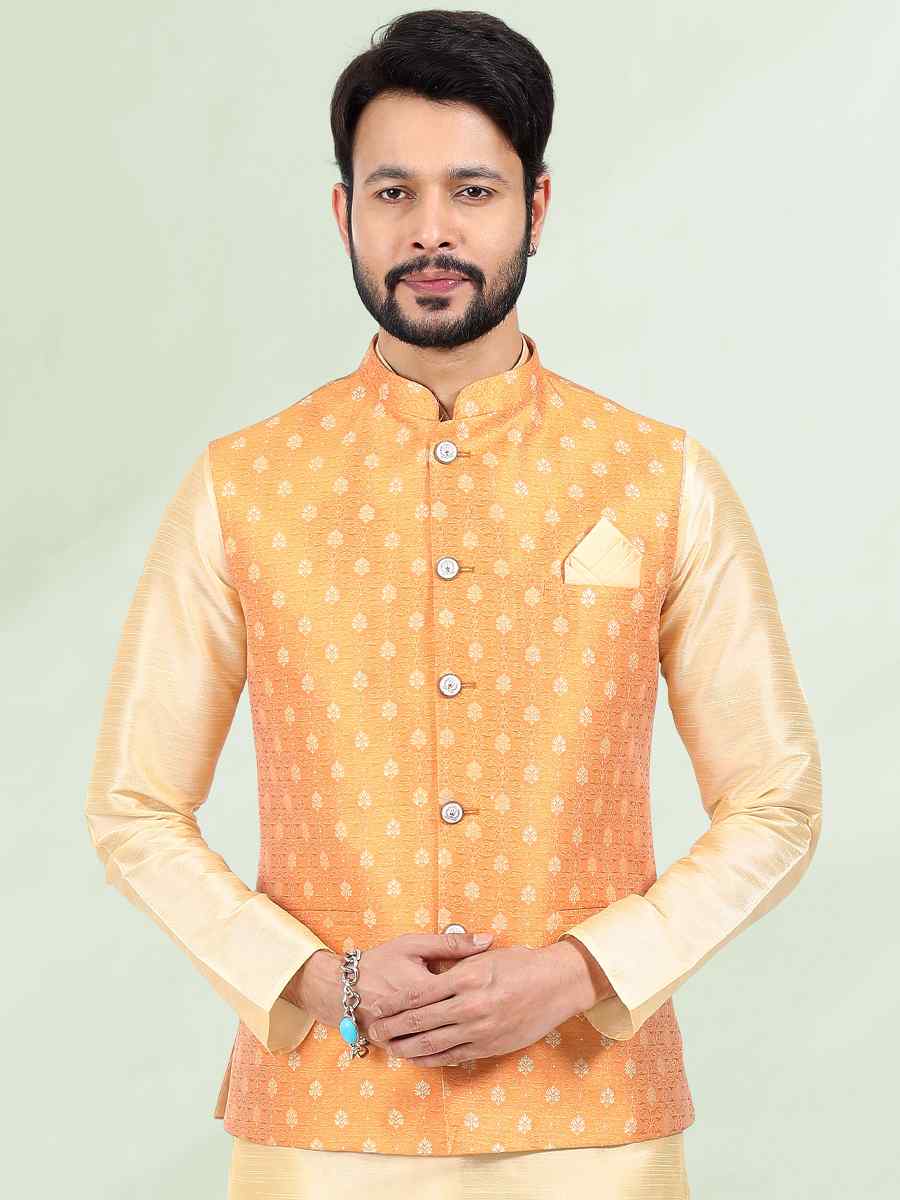 Gold Art Banarasi Silk Woven Festival Wedding Kurta