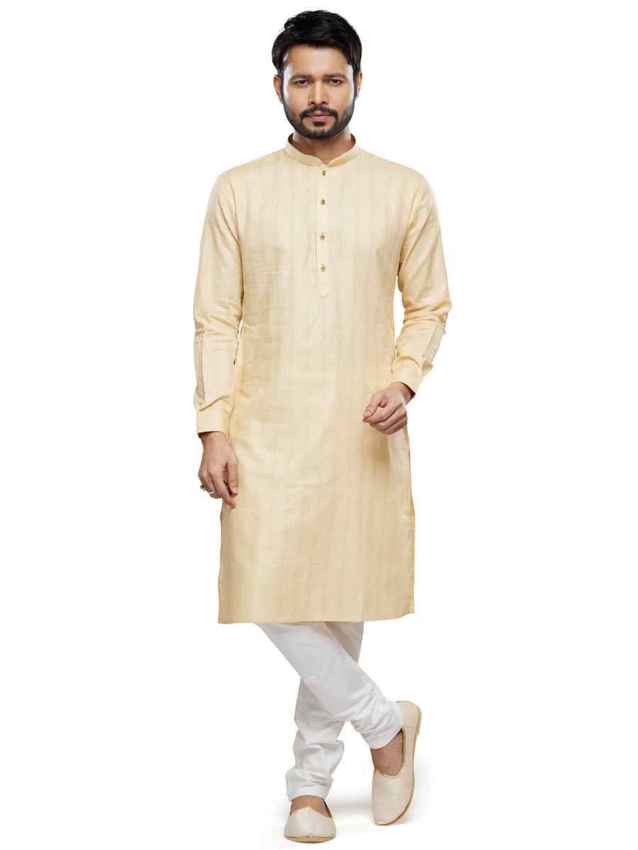 Gold Art Silk Printed Festival Casual Kurta