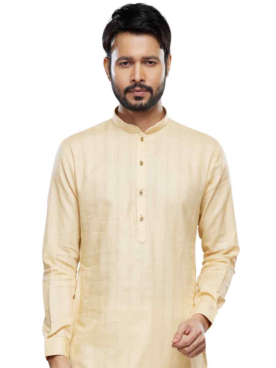 Gold Art Silk Printed Festival Casual Kurta