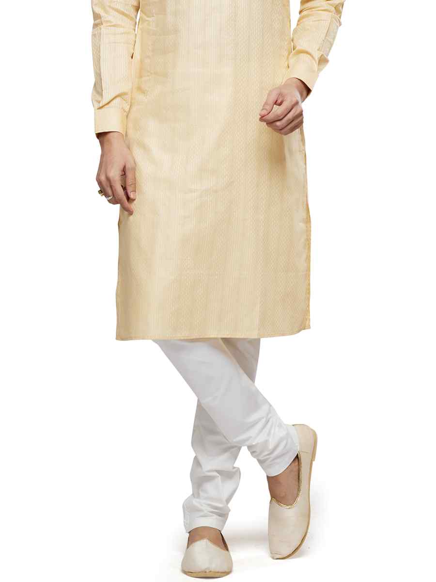Gold Art Silk Printed Festival Casual Kurta