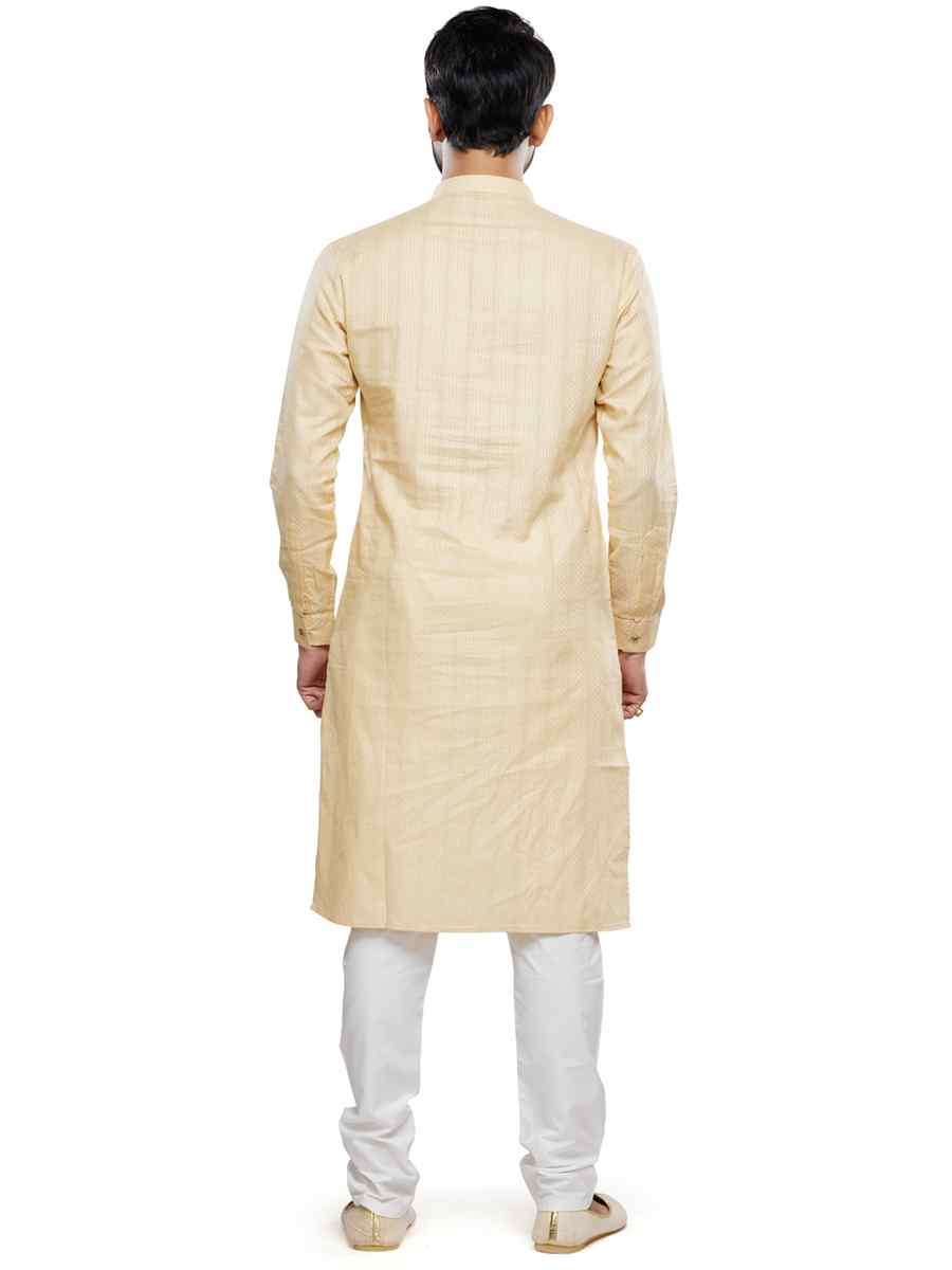 Gold Art Silk Printed Festival Casual Kurta