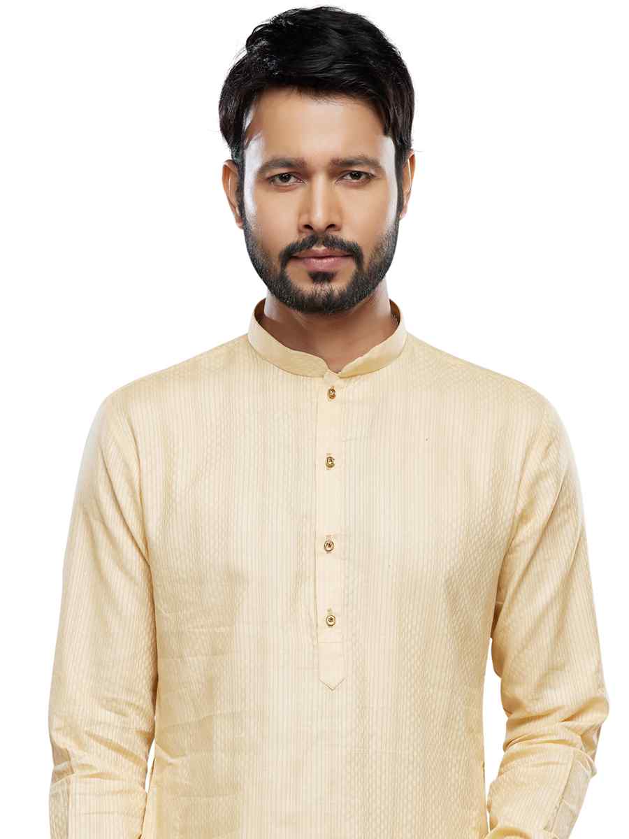 Gold Art Silk Printed Festival Casual Kurta
