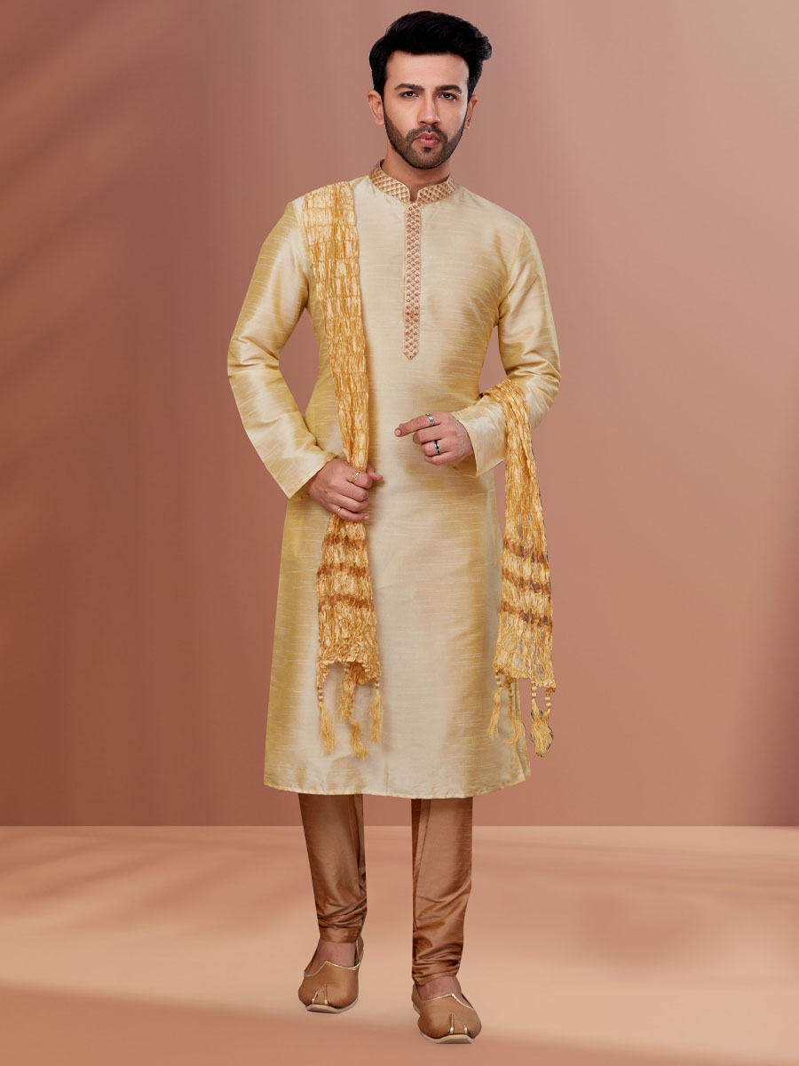 Gold Banarasi Dhupion Woven Festival Kurta