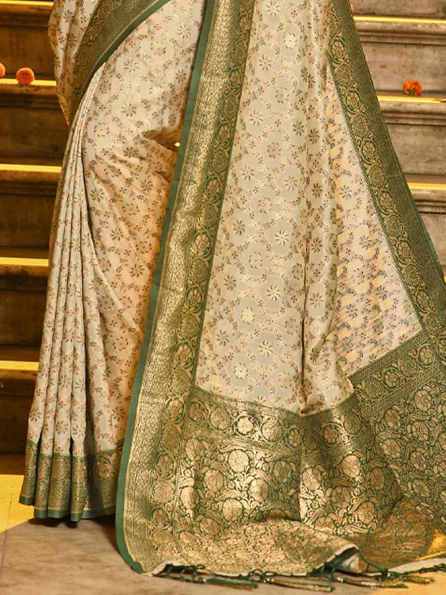 Gold Banarasi Silk Handwoven Wedding Festival Heavy Border Saree