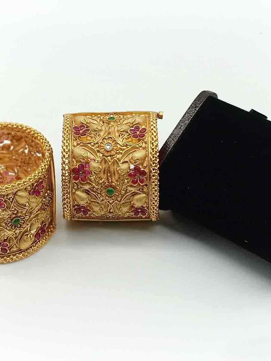 Gold Brass Traditional Wear Meenakari Bangles