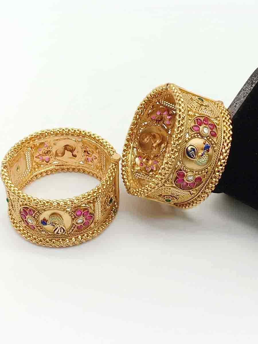Gold Brass Traditional Wear Meenakari Bangles