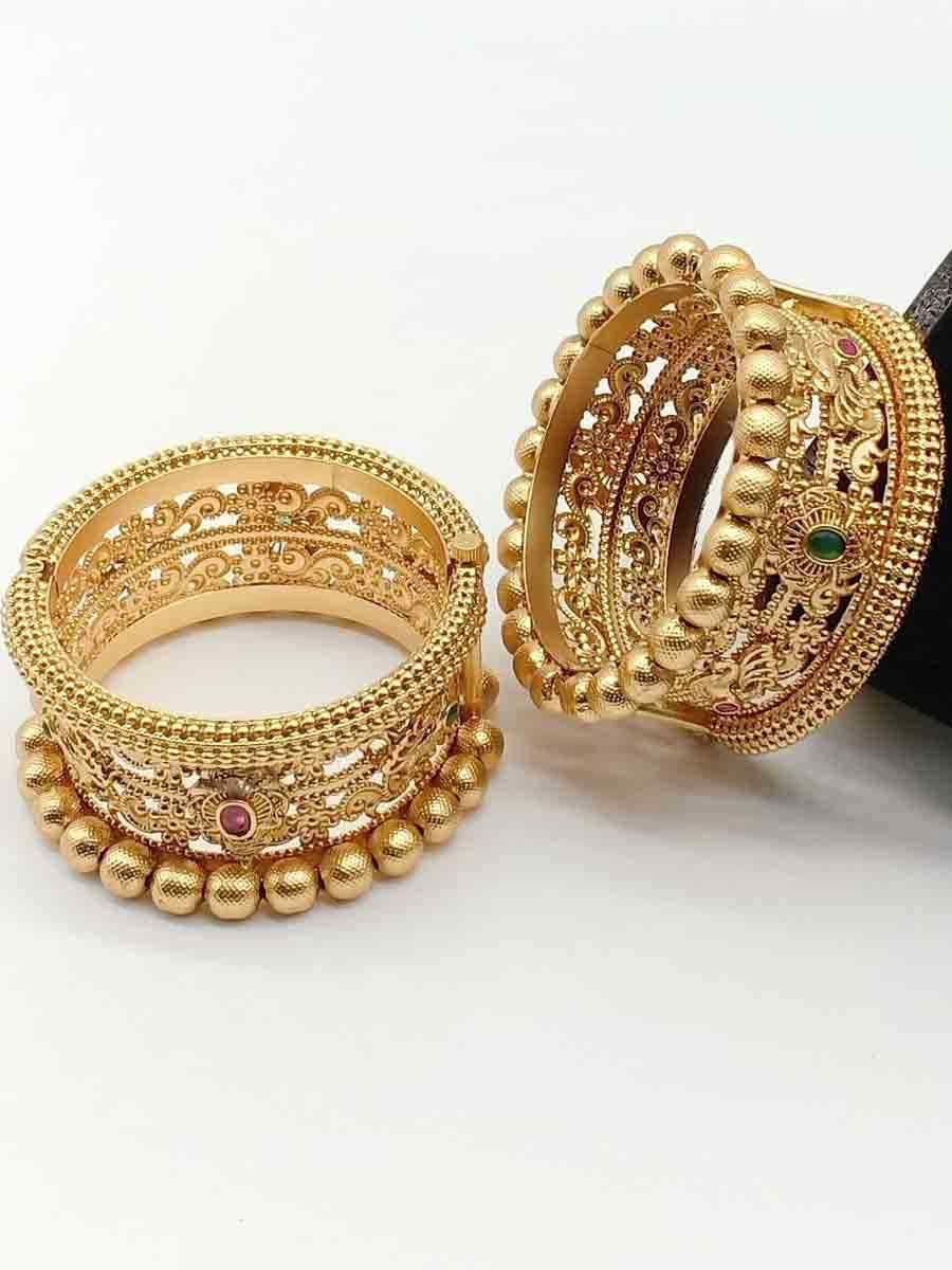 Gold Brass Traditional Wear Meenakari Bangles