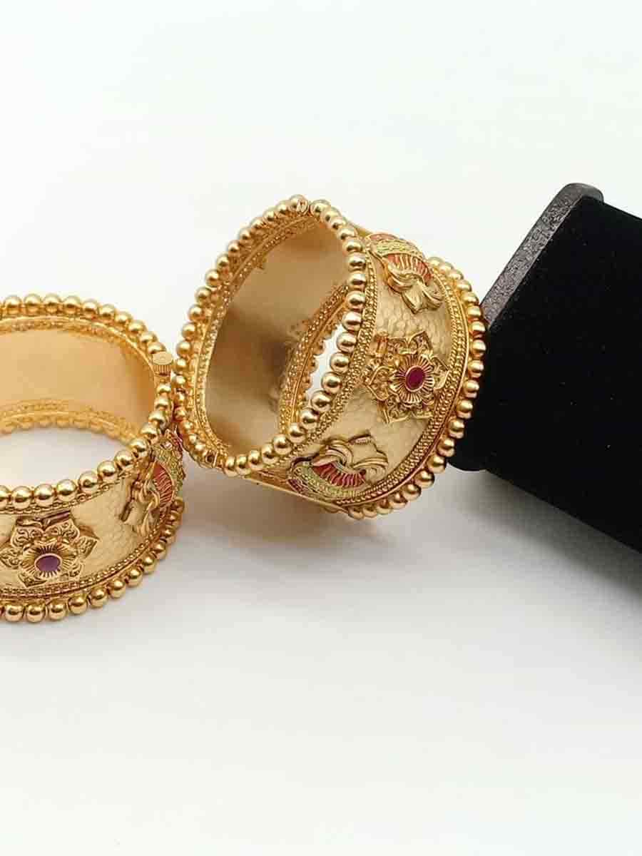 Gold Brass Traditional Wear Meenakari Bangles