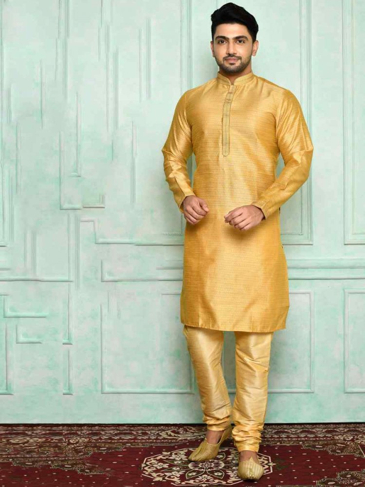 Gold Brocade Woven Festival Kurta