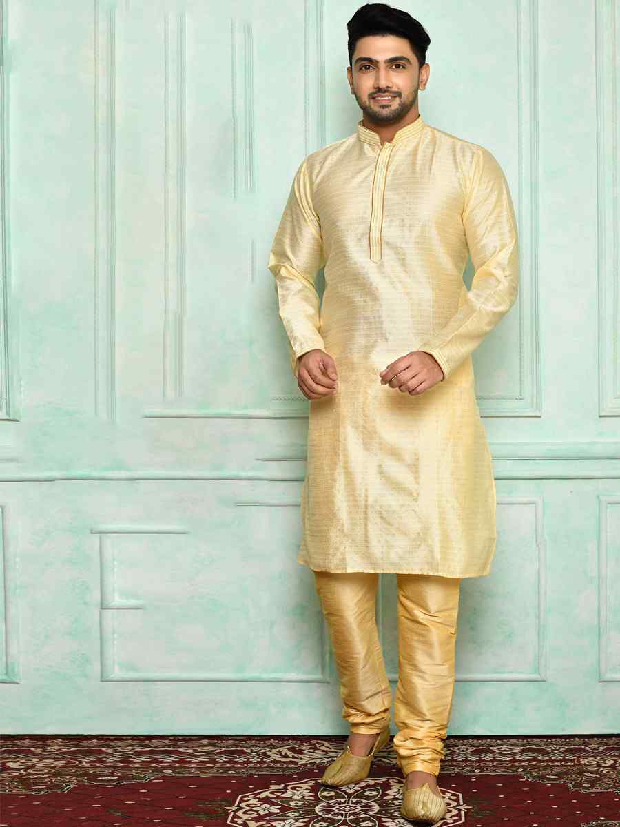 Gold Brocade Woven Festival Kurta