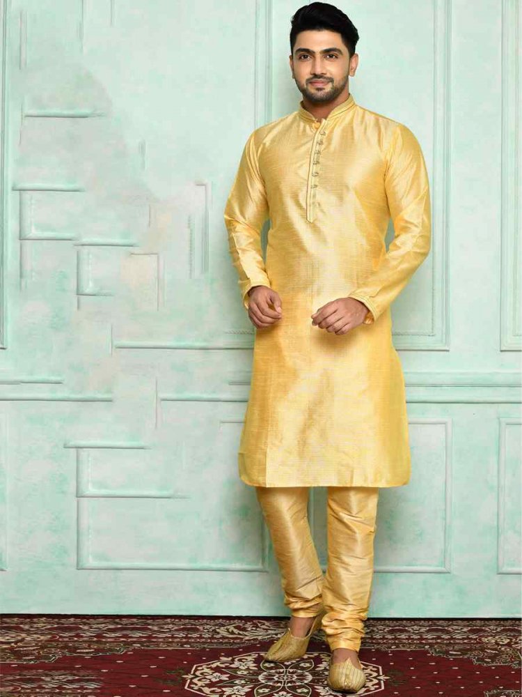 Gold Brocade Woven Festival Kurta