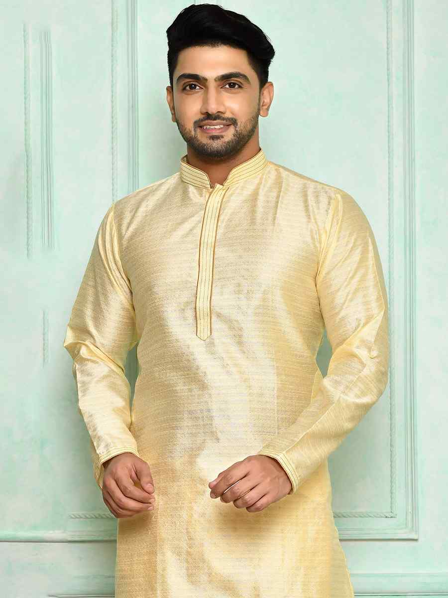 Gold Brocade Woven Festival Kurta