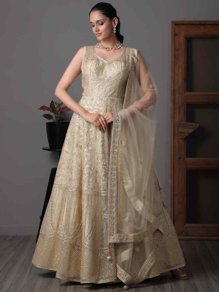 Gold Butterfly Net Embroidered Festival Casual Gown