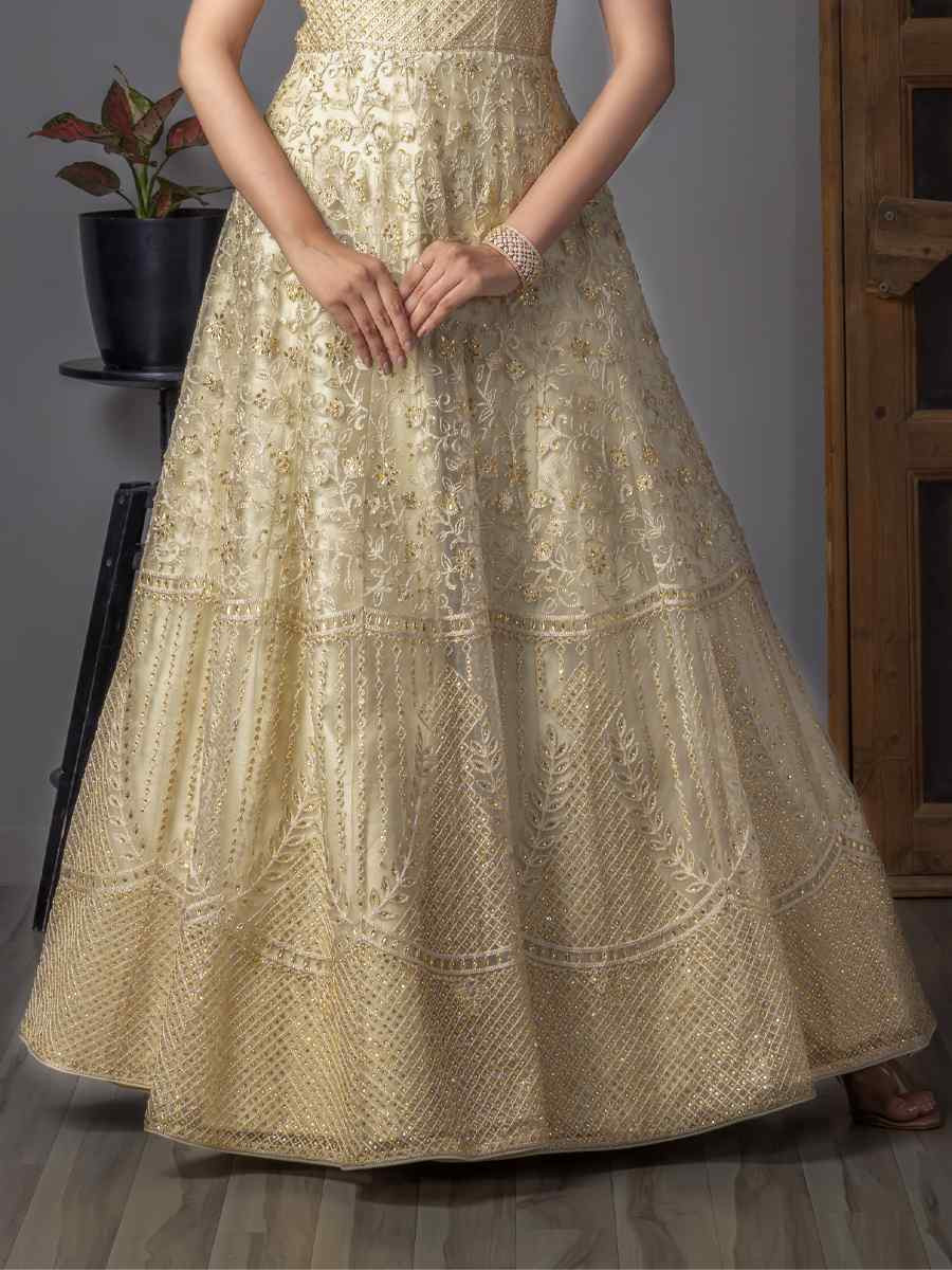 Gold Butterfly Net Embroidered Festival Casual Gown