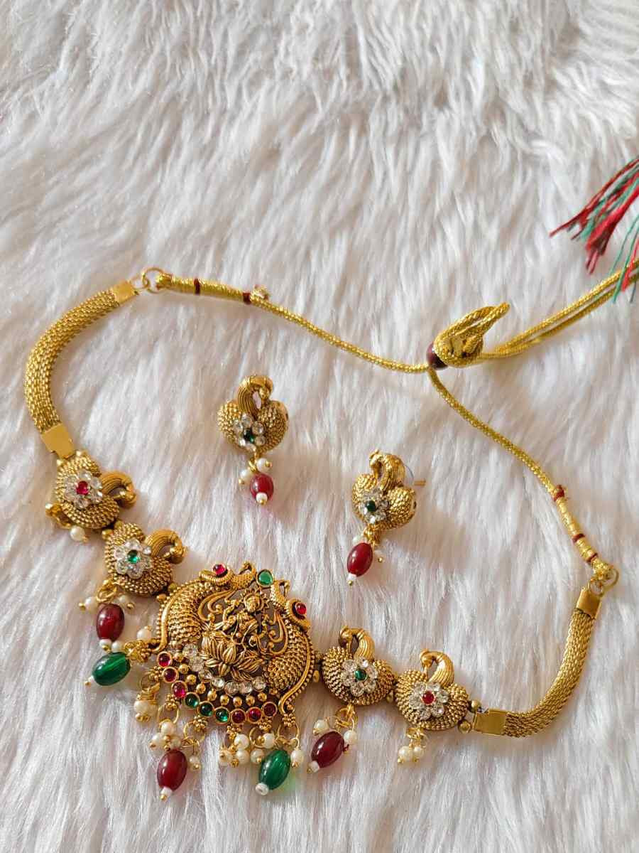 Gold Copper Festival Wear Kundan Necklace