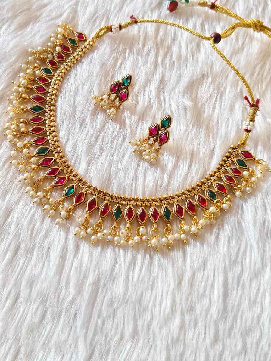 Gold Copper Festival Wear Kundan Necklace
