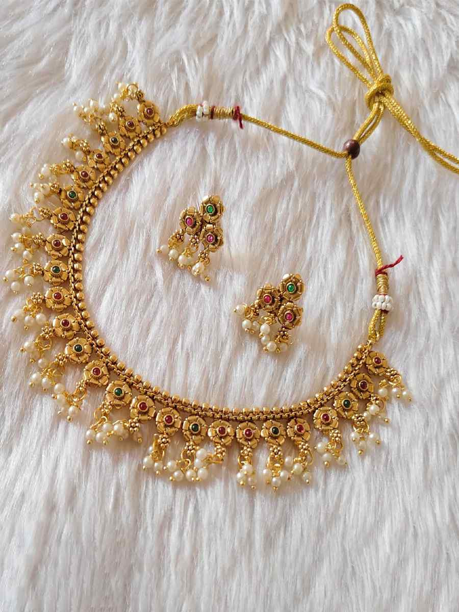 Gold Copper Festival Wear Kundan Necklace