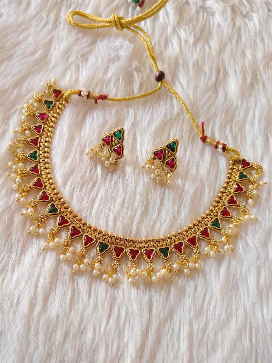 Gold Copper Festival Wear Kundan Necklace