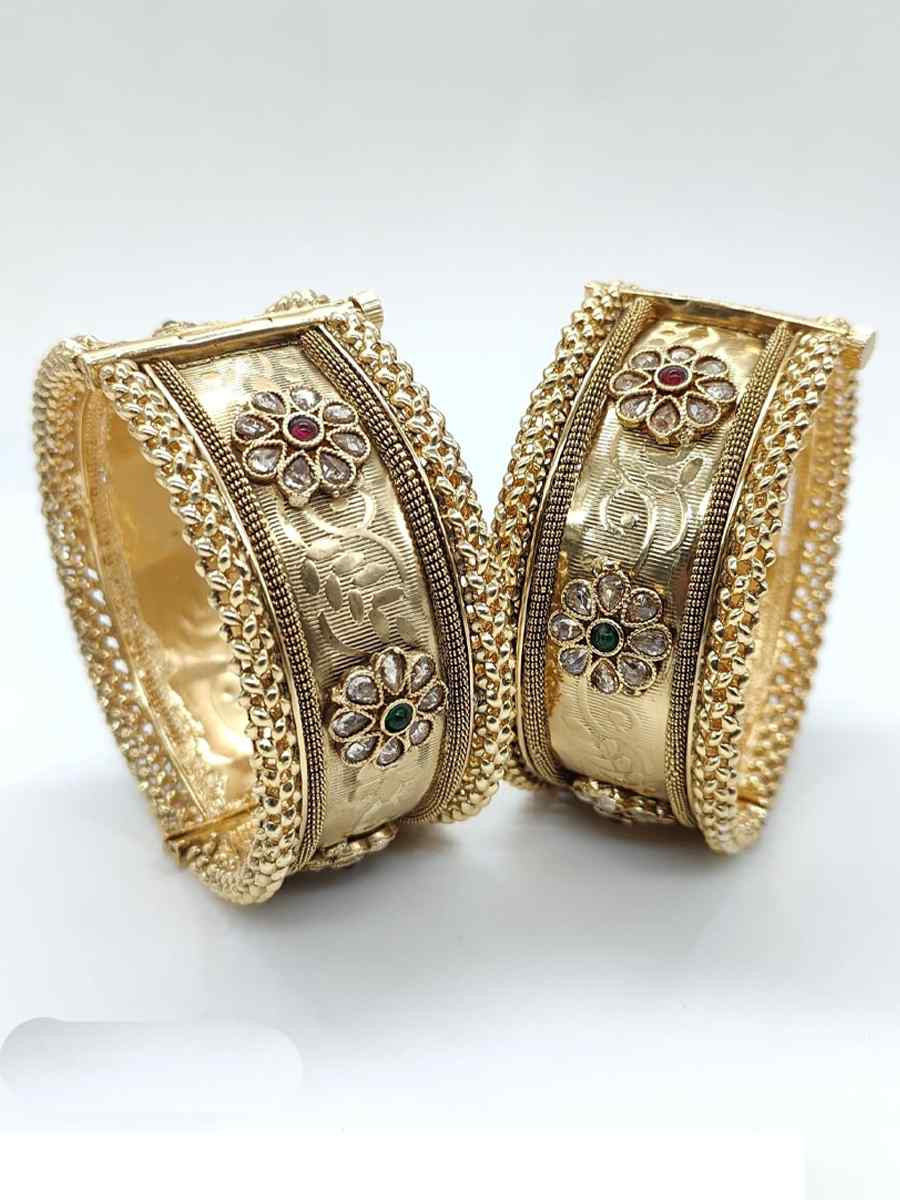Gold Copper Party Wear Jadau Bangles