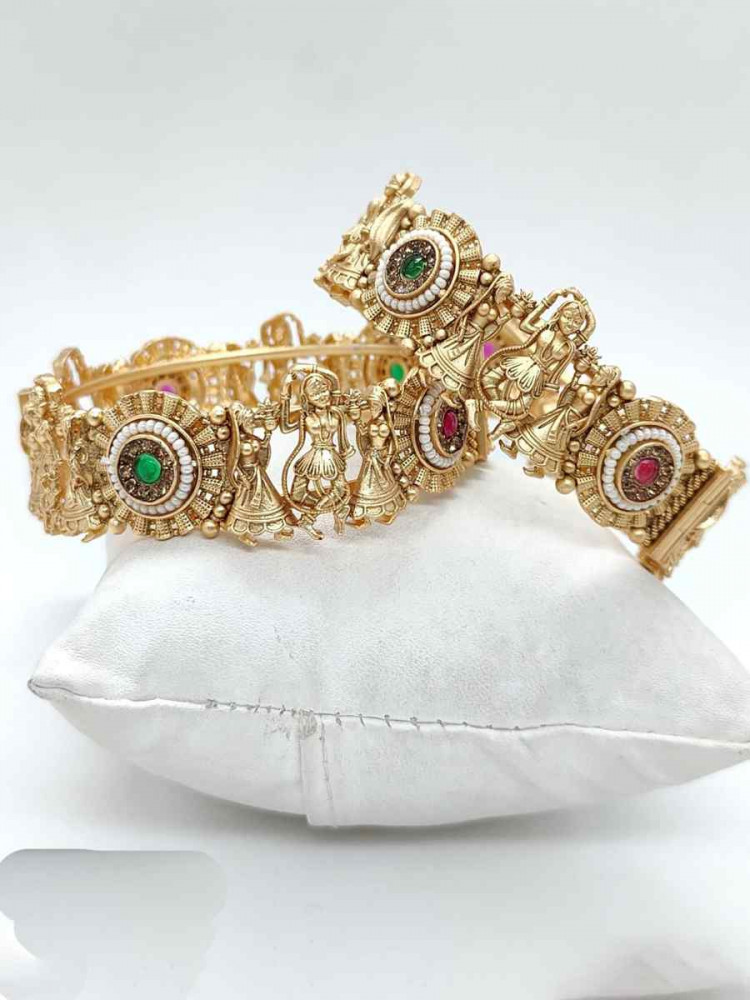 Gold Copper Party Wear Jadau Bangles